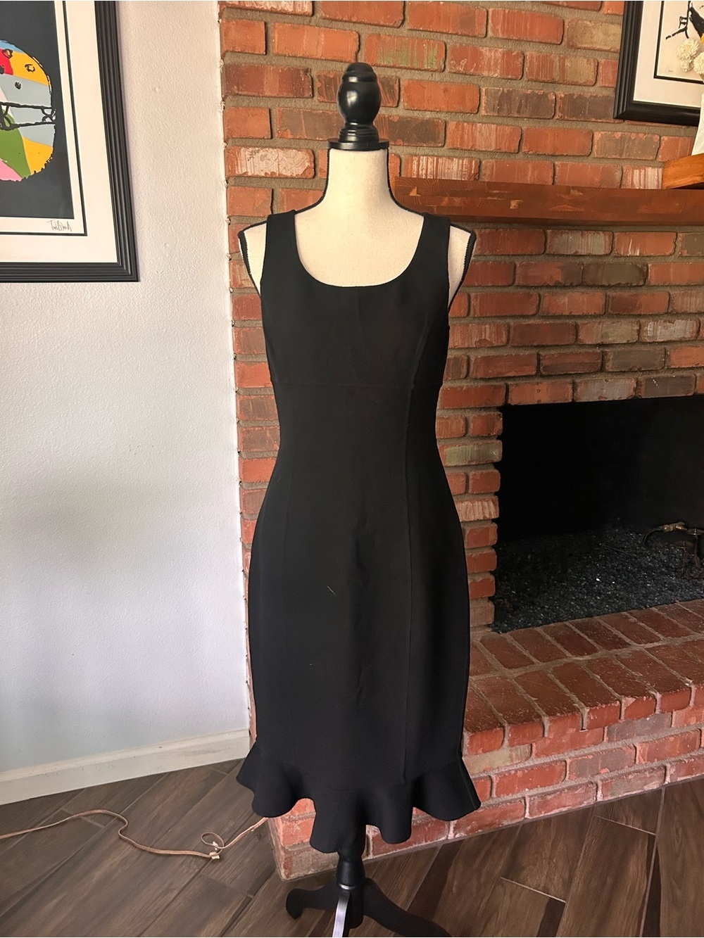 Michael Kors Collection Sleeveless Wool Trumpet Midi Dress in Black Sz 8